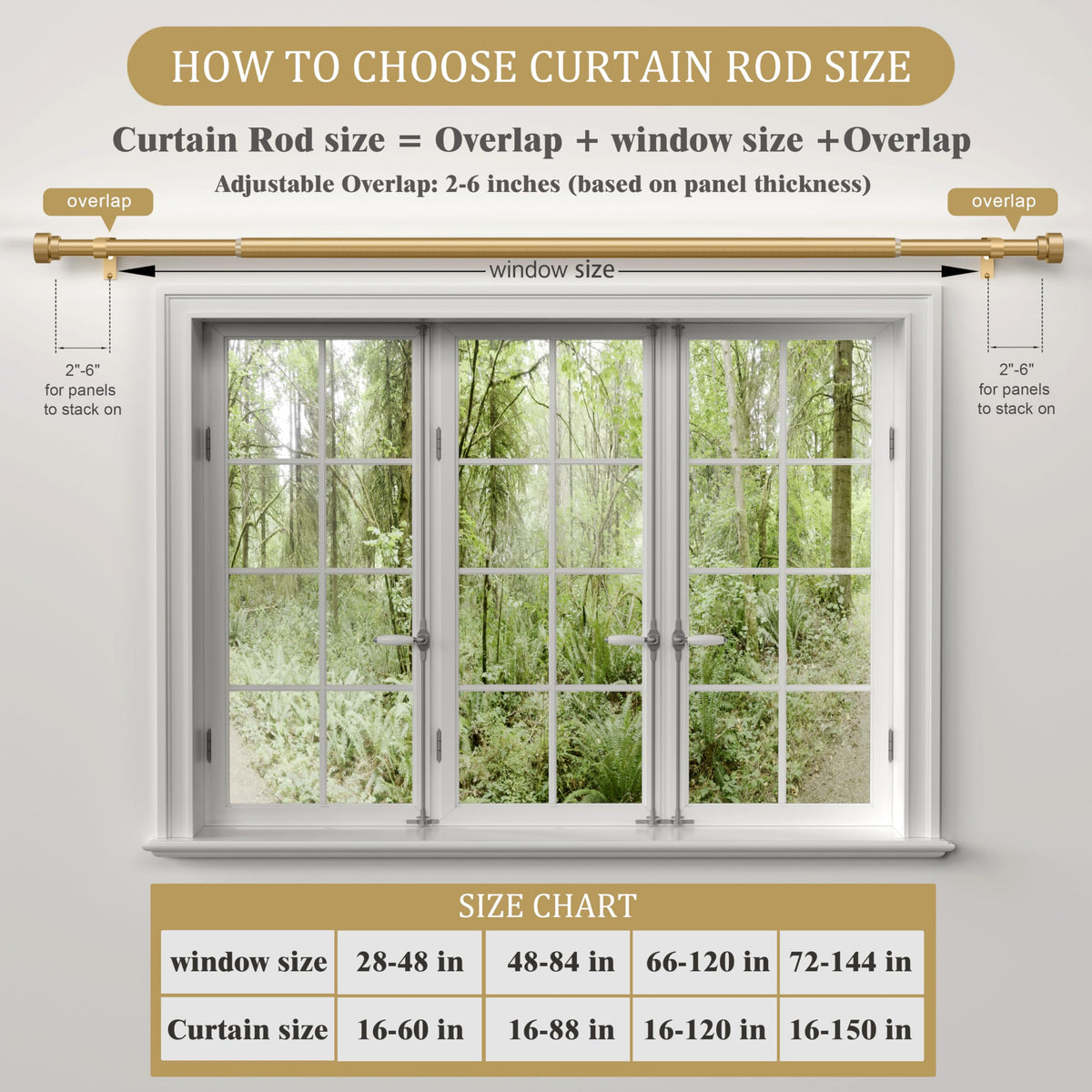PORTRES Gold curtain rod set includes hardware and manual