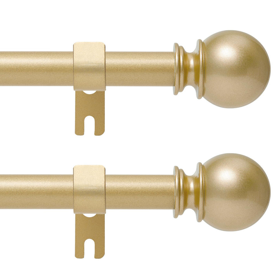 Poskena gold curtain rods two-pack with 5/8 inch diameter for sturdy everyday use.