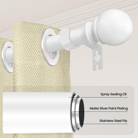 Poskena white curtain rods, splice joint, adjustable length for custom window fit.