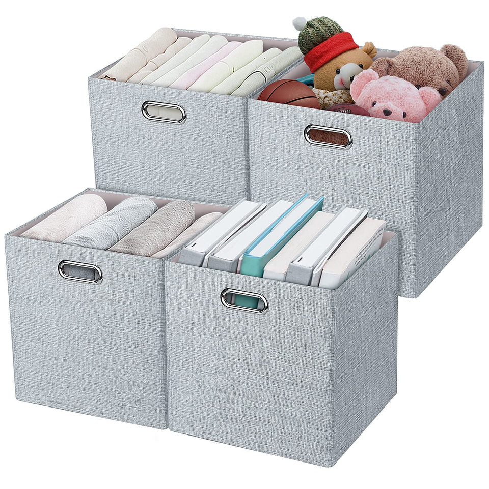 Posprica 3X thicker fabric storage cube in 13-inch size, easy to access on a shelf.