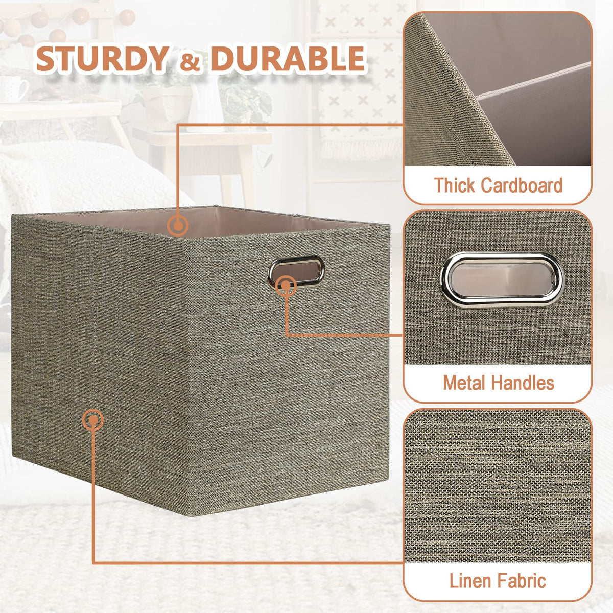 Posprica closet organizer bin in coffee helps tidy closets.
