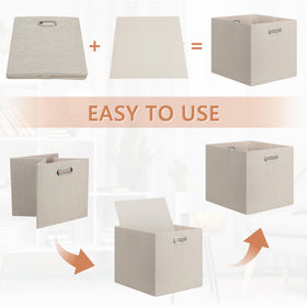 Posprica beige decorative storage baskets on a shelf for tidy decor.