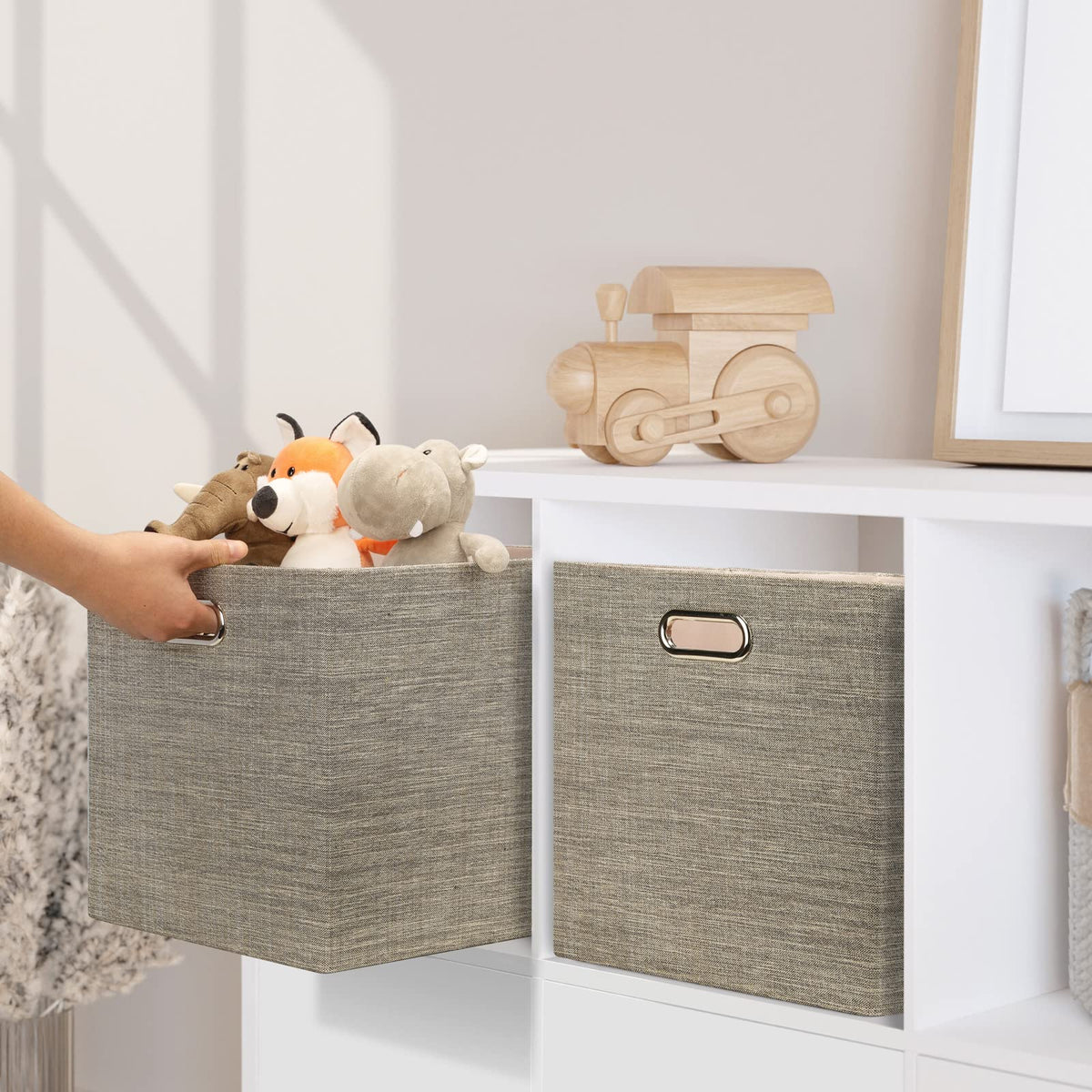 Posprica Kallax-compatible storage cube keeps toys and clothes tidy.