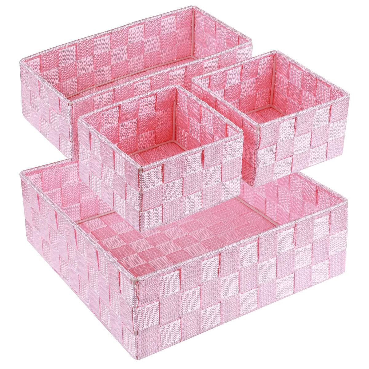 Posprica large woven storage basket in a drawer keeps items organized.