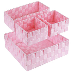 Posprica large woven storage basket in a drawer keeps items organized.