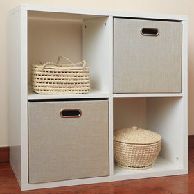 Posprica four-pack storage cubes, ideal for cubbies and desks.