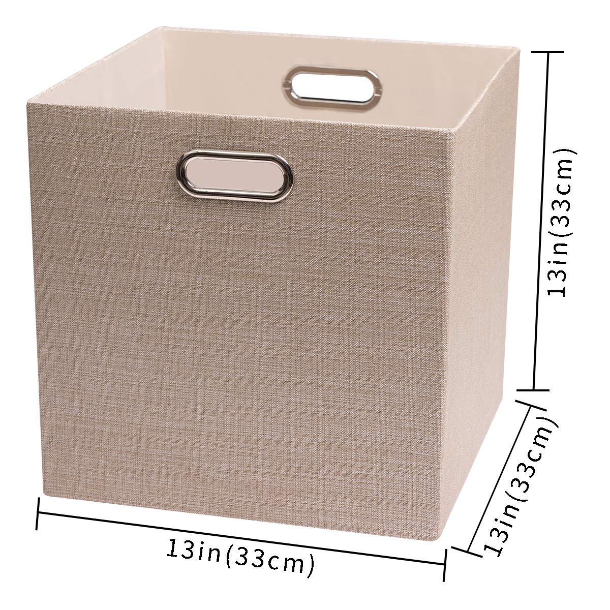 Posprica storage cube basket with two metal handles, easy lifting from shelves.