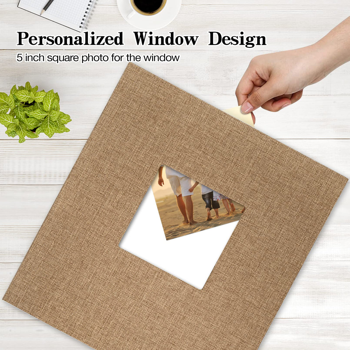 Potricher cover with window design for swapping photos easily
