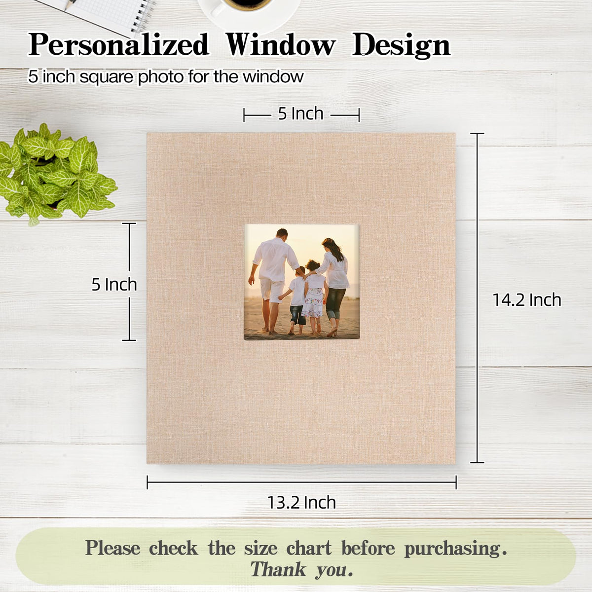Potricher cover window design photo album allows easy photo swaps.