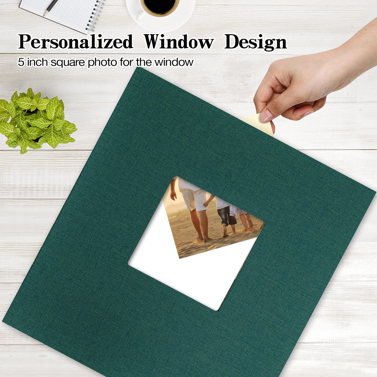 Potricher linen hardcover photo album with 600 pockets for organized memories.