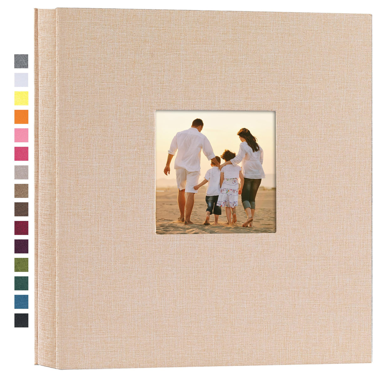 Potricher linen hardcover photo album beige with 1000 pockets for organized memories.