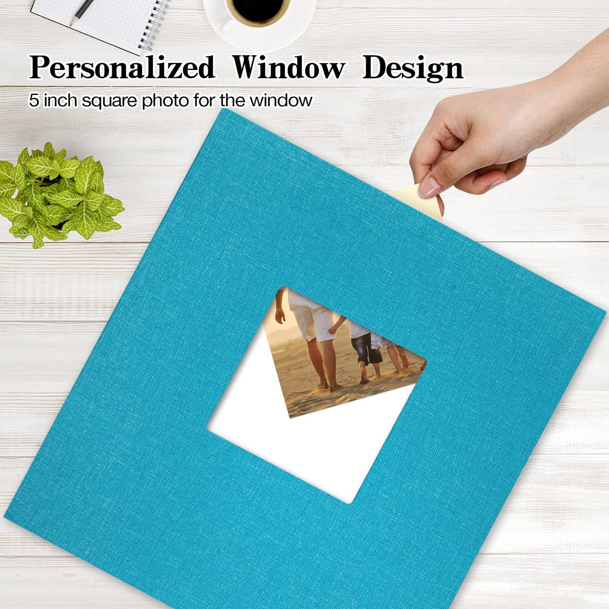 Potricher photo album cover window design lets you swap the photo anytime.