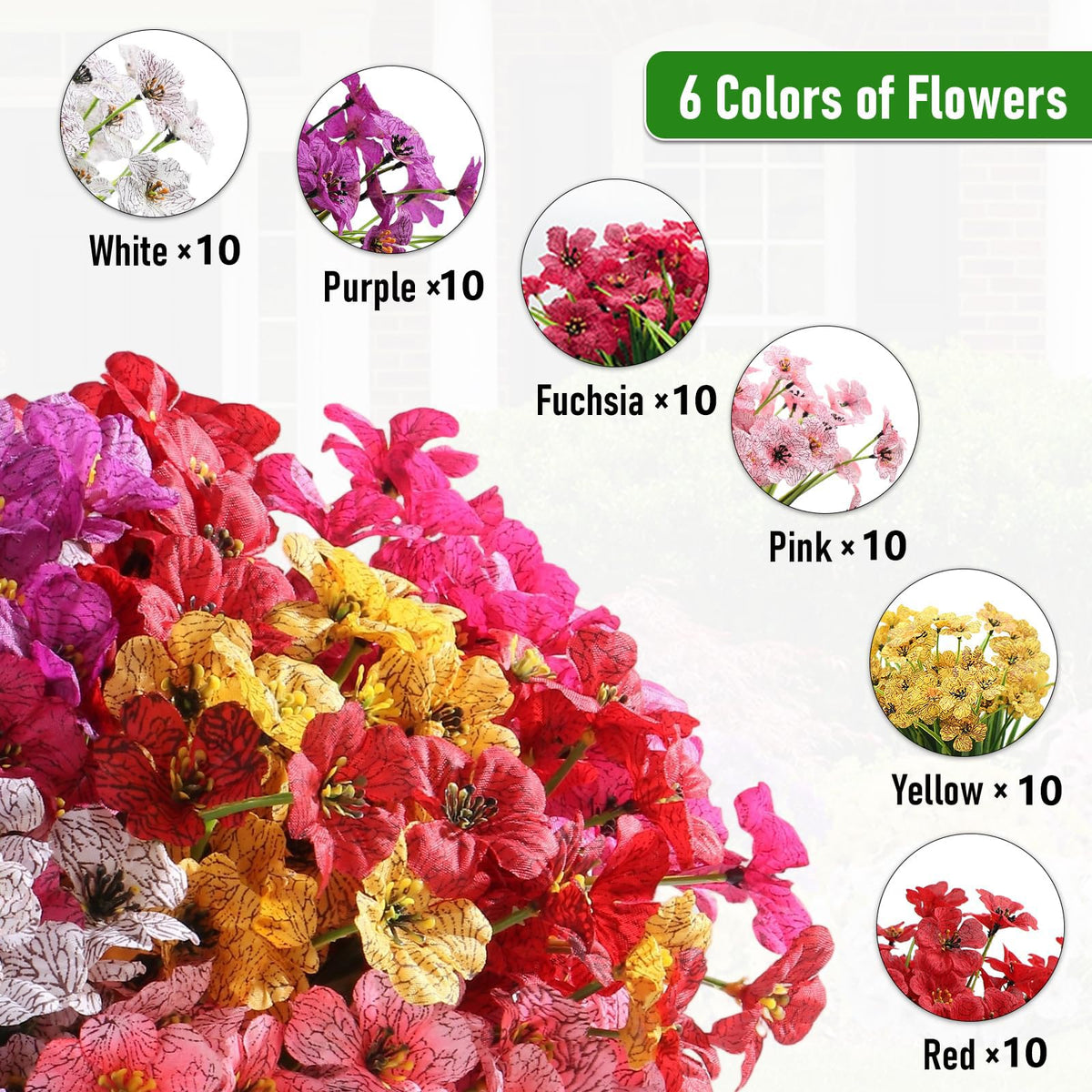 Powbrace living room decor with lifelike silk petals and flexible stems