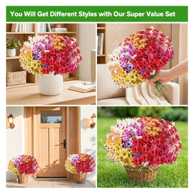 Powbrace window box display featuring UV-resistant silk petals