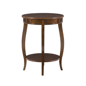 Powell Hazelnut round shelf table with lamp for cozy reading nook