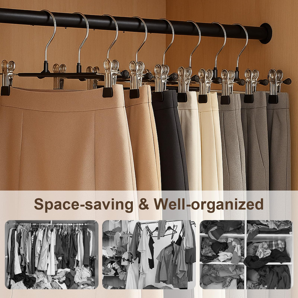 POZEAN versatile hangers suitable for closets, laundry rooms, dorms, and shops.