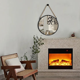 POZINO Round Mirror features a black metal frame for modern farmhouse style.