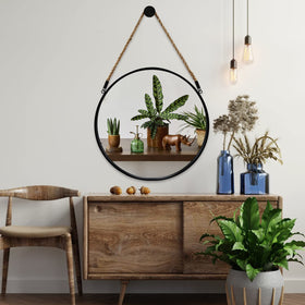POZINO Round Mirror enhances bedrooms and fireplaces with depth and light.