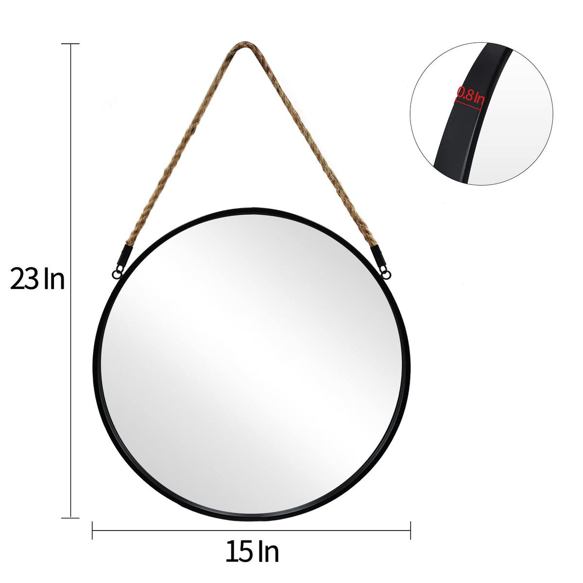 POZINO Round Mirror uses FSC-certified wood backboard for sustainable decor.