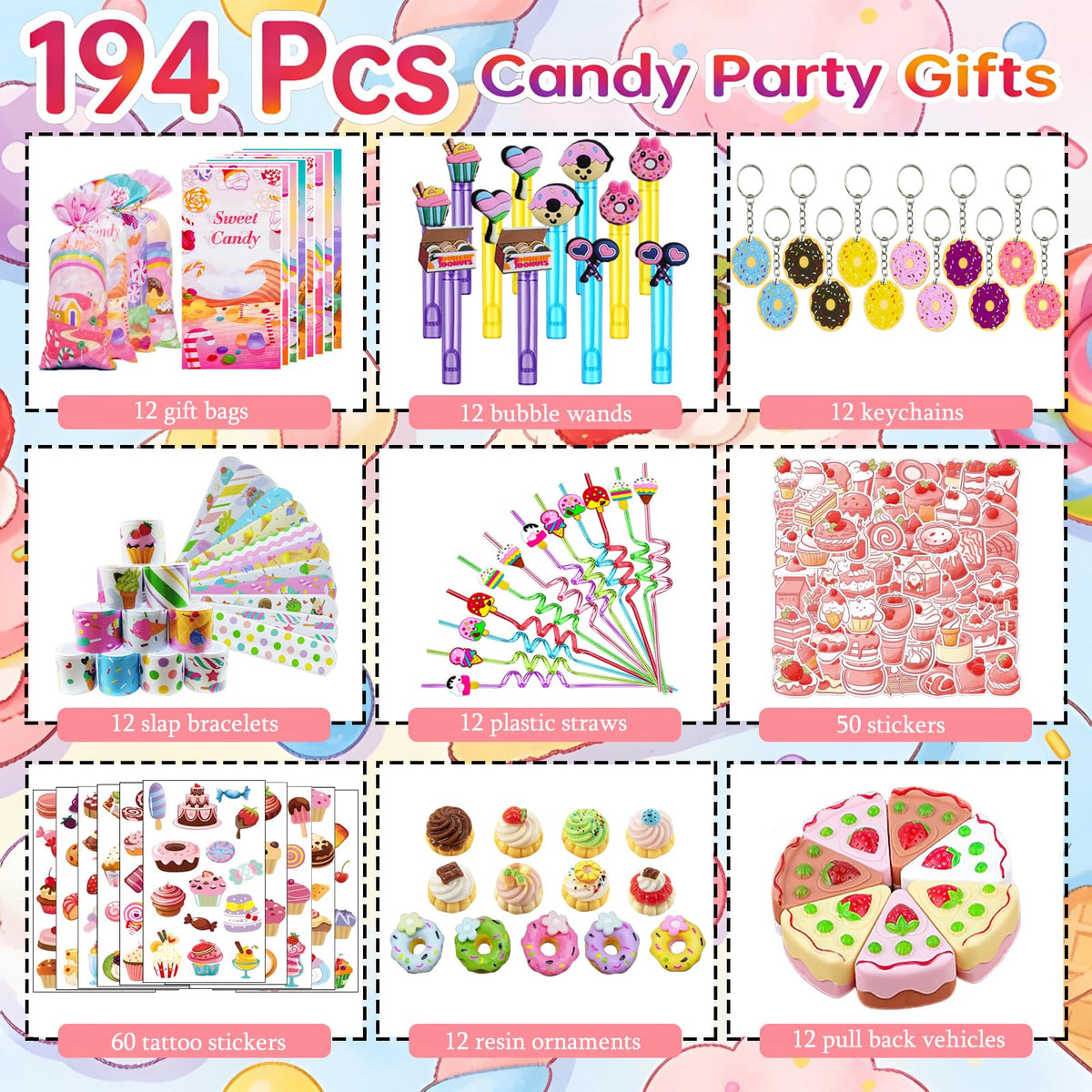 PPfvfqc dessert bubble sticks colorful dessert toppers for a festive table.