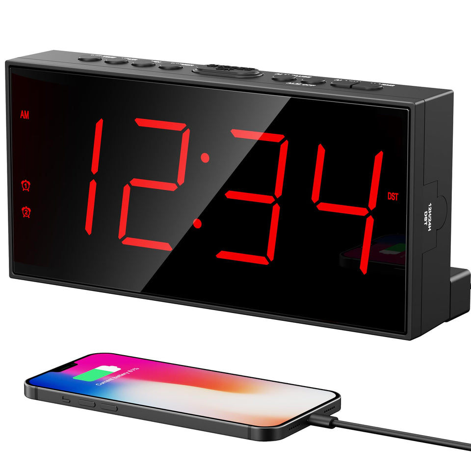PPLEE alarm clock with large display for easy reading from across the room