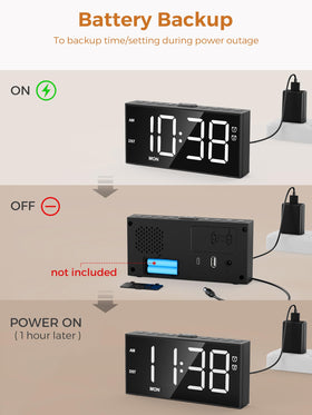 PPLEE clock with DST and 12/24-hour display for precise time