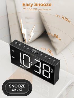 PPLEE alarm clock with dual alarms for separate wake times