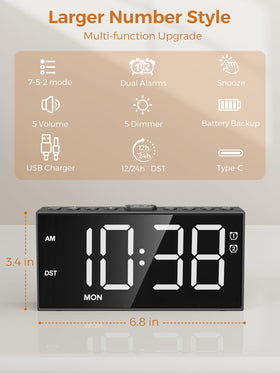 PPLEE alarm clock memory keeps settings during power outage