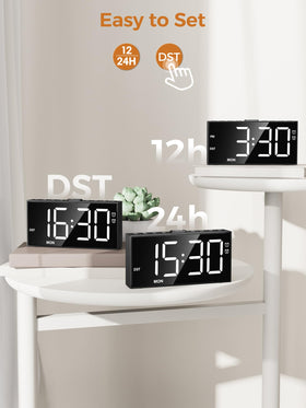 PPLEE sleek bedside clock complements modern bedroom decor