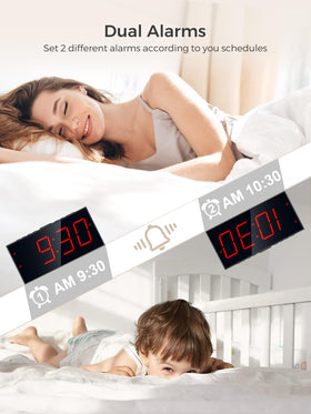 PPLEE bedside clock with USB port charges devices overnight
