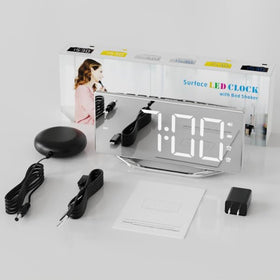 PPLEE bedroom clock with makeup mirror surface suitable for desks