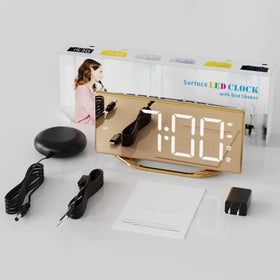 PPLEE bedside clock doubles as makeup mirror for quick routines.