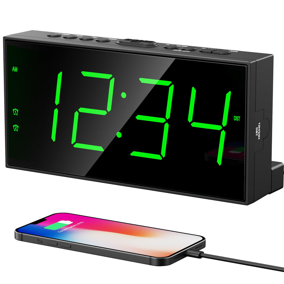 PPLEE digital alarm clock with large numbers for easy bedroom viewing