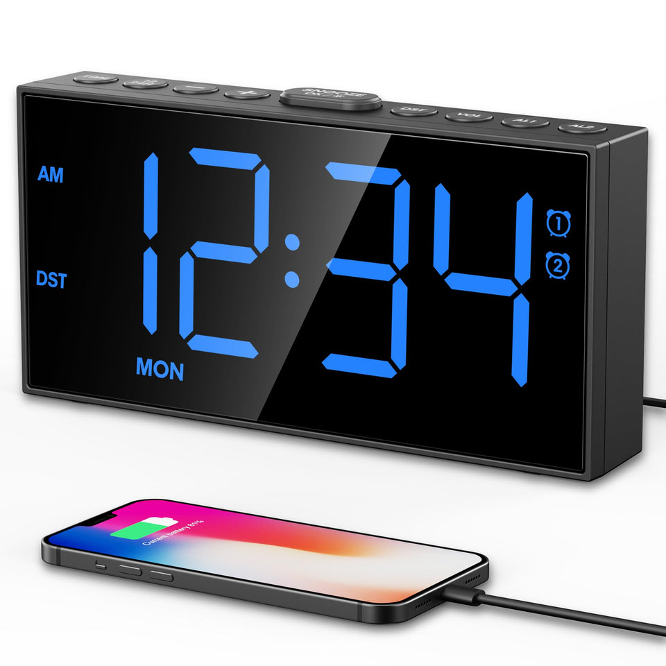 PPLEE digital alarm clock with large display for easy bedside reading