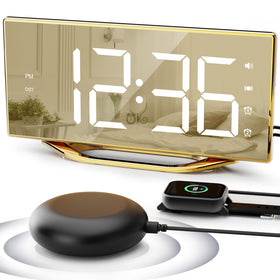PPLEE loud alarm clock with bed shaker for heavy sleepers.