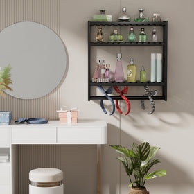 PPN towel and accessories on shelf illustrate practical bathroom organization.