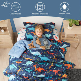 PPOLCA dinosaur-design microfiber bedding feels plush and cozy.