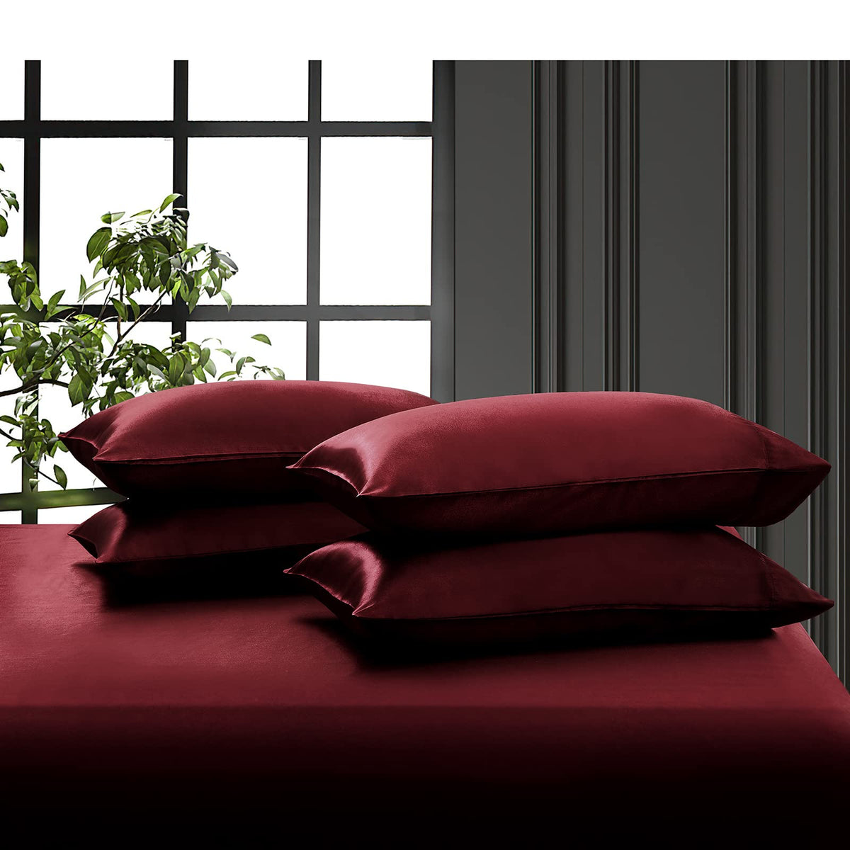 P Pothuiny queen satin sheets burgundy care instructions for easy maintenance