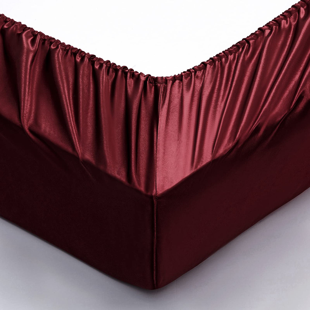 P Pothuiny queen satin sheets burgundy packaging view suitable for gifting