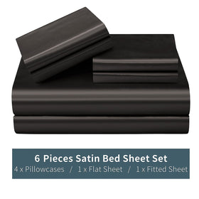 P Pothuiny Satin Sheets King texture closeup, smooth glossy finish