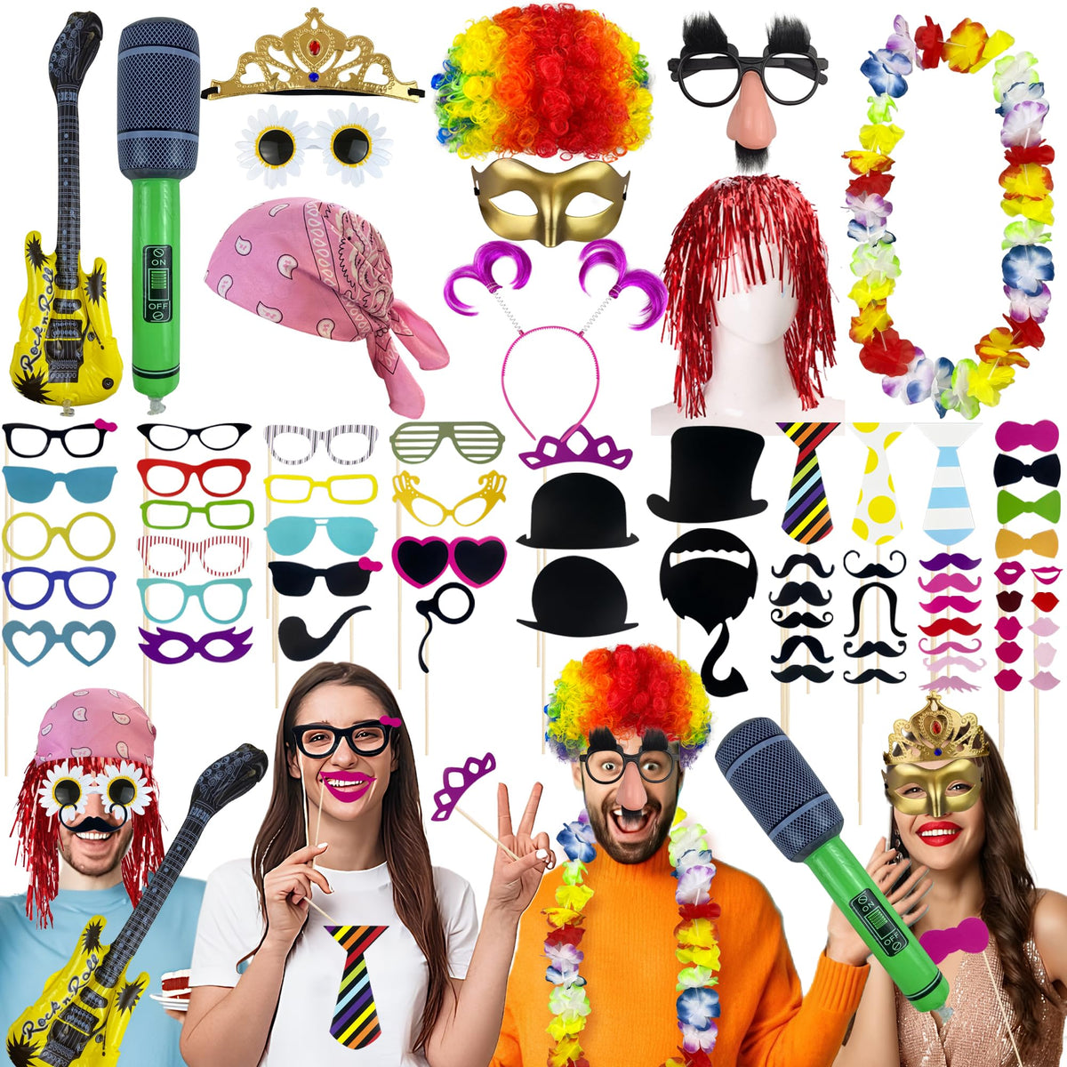PPXMEEUDC 69PCS colorful photo booth crowns for festive wedding photos