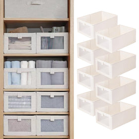 Pradnel linen closet storage with clear window for quick item search.