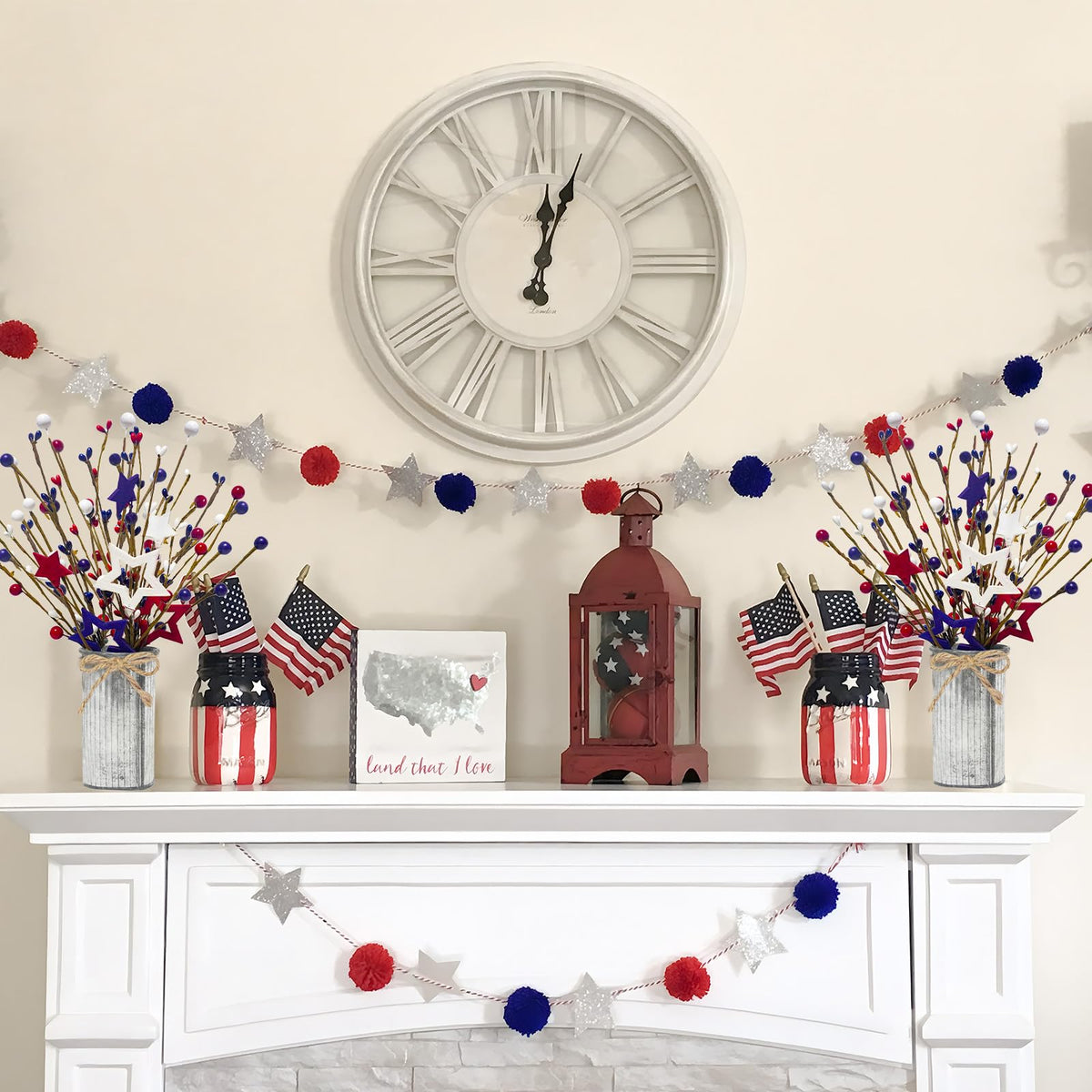 Prashent berry stem picks in red white and blue for festive décor