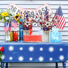 Prashent patriotic floral centerpiece for celebrations and gatherings