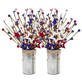 Prashent patriotic flowers in a 12-inch vase for 4th of July centerpieces