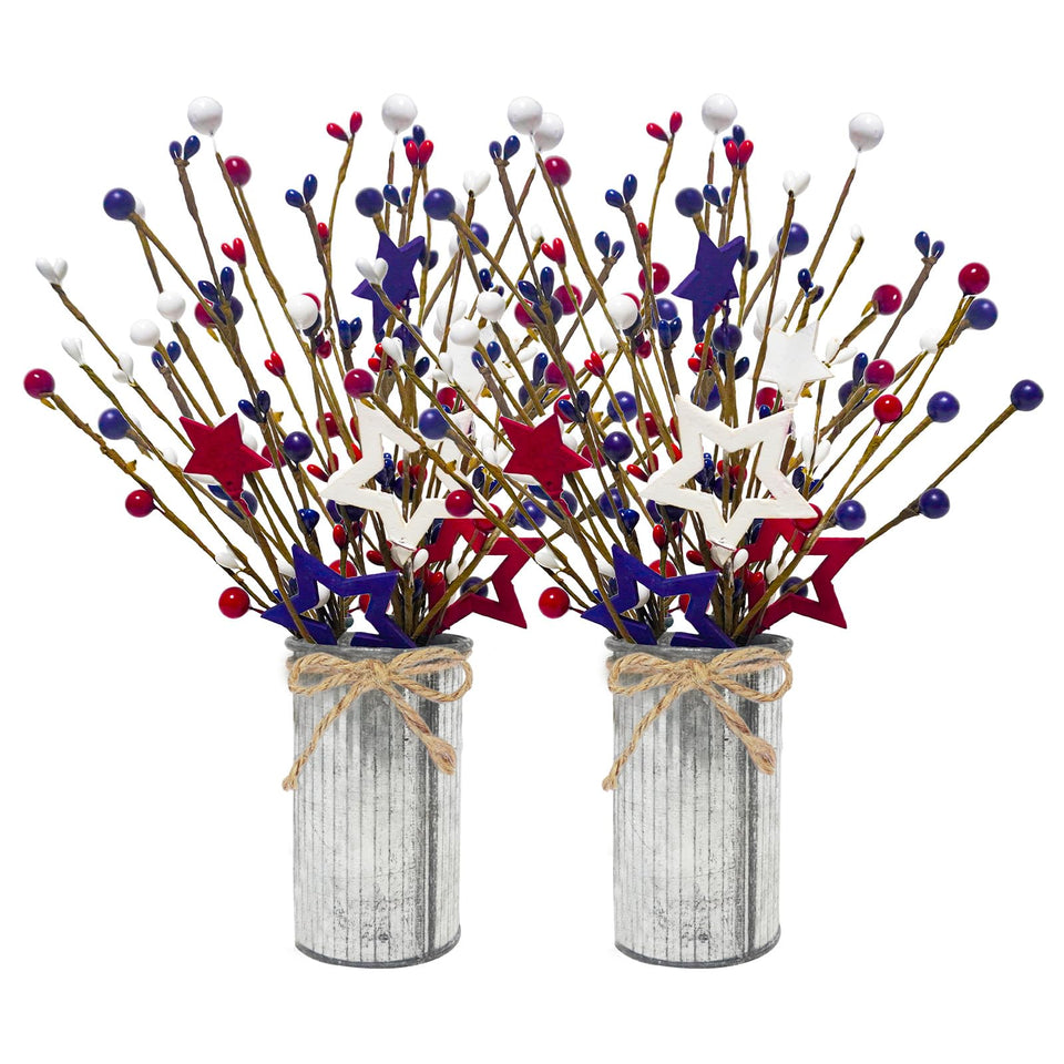 Prashent patriotic flowers in a 12-inch vase for 4th of July centerpieces