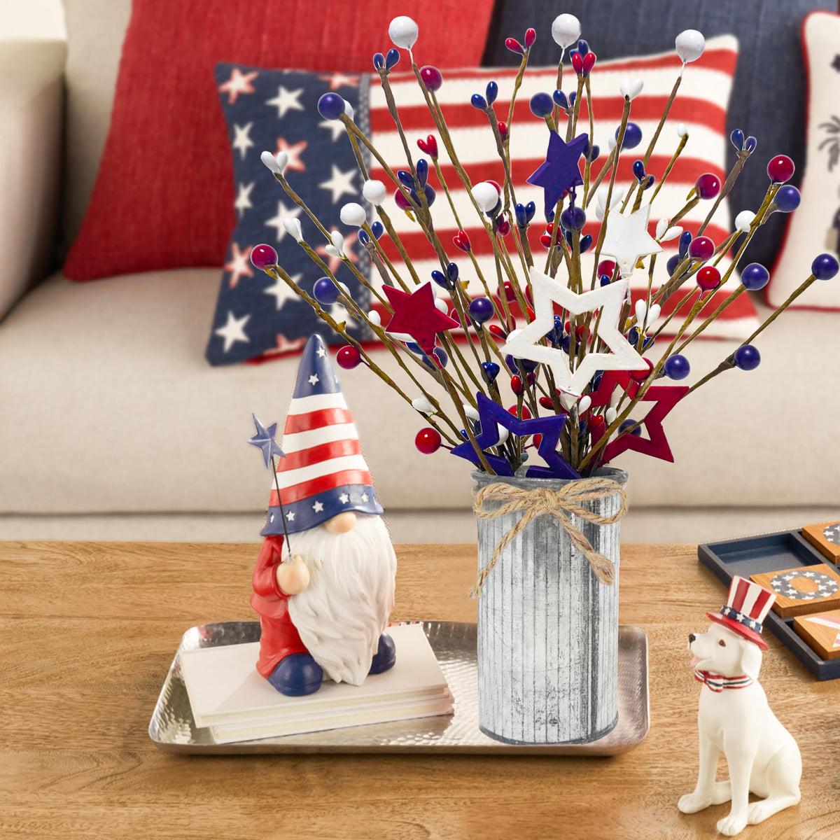 Prashent Veterans Day decor ideas with berry accents