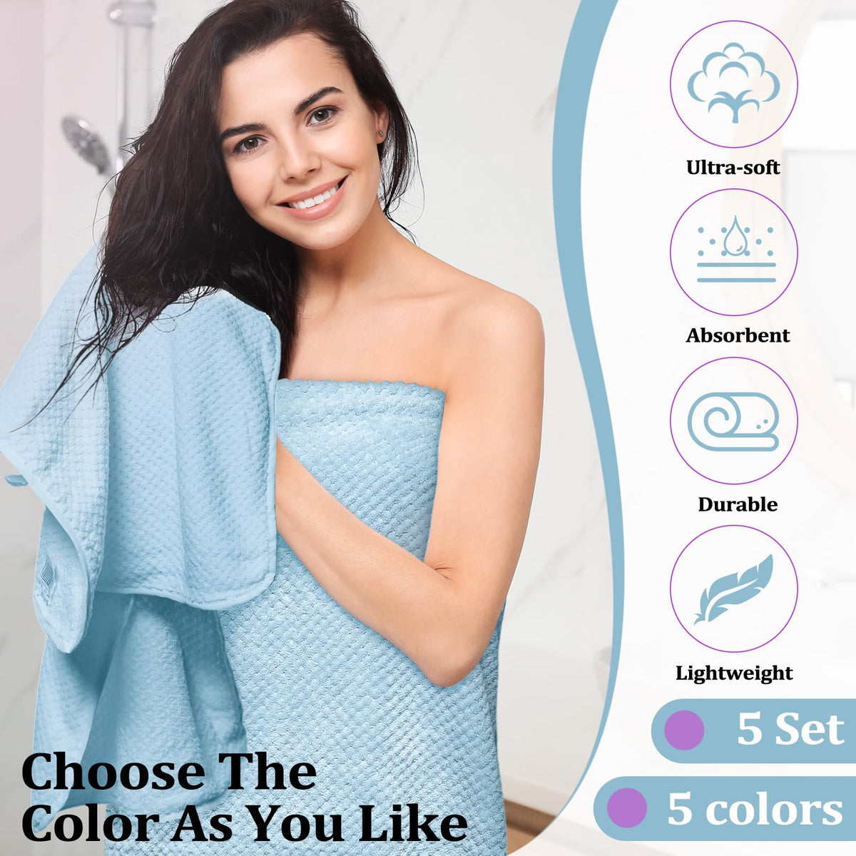 Preboun bath towel 28x55 inches offers plush softness and fast absorption for daily use