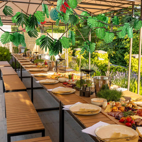 Preboun ceiling hanging decor creates tropical ambiance with lightweight flexibility