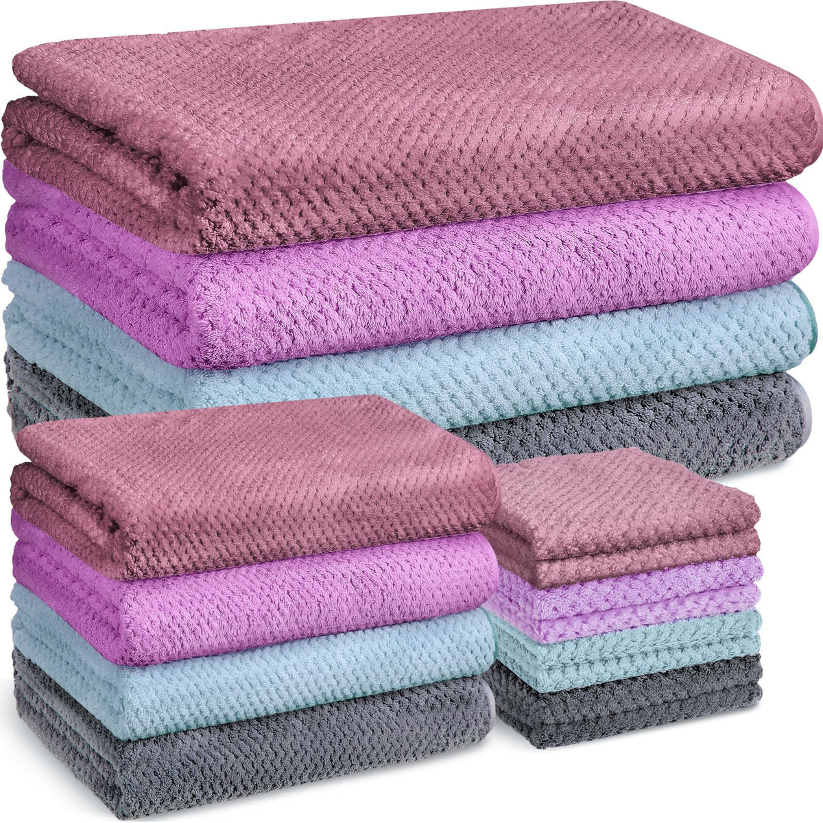Preboun coral velvet towel set in four colors with quick-dry performance for stylish bathrooms